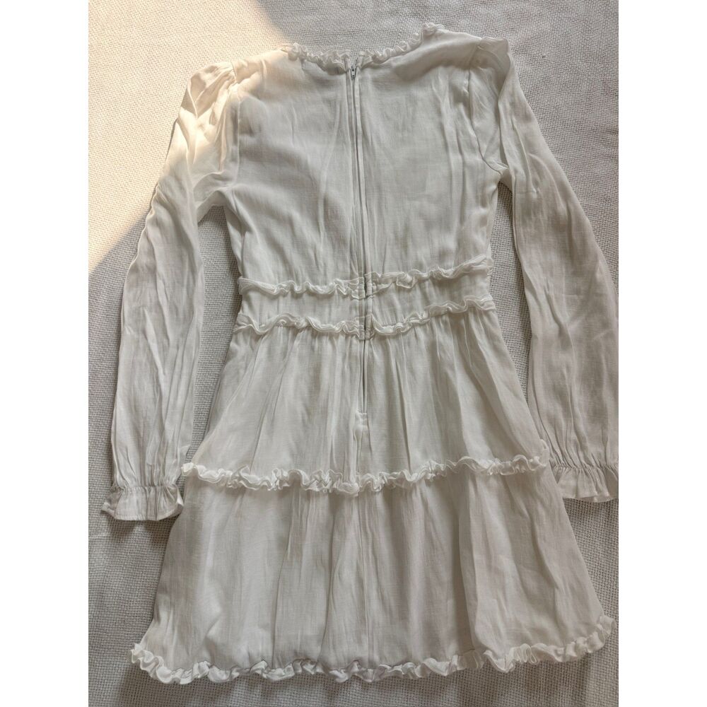 Trixxi White Ruffled Long Sleeve Dress